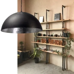 Hanglamp koepel 60cm gunmetal/silverleaf
