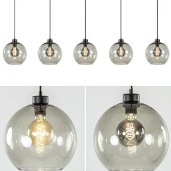 Hanglamp 5L balk + smoke glas 160cm