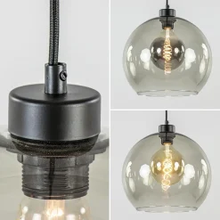 Hanglamp 4L balk zwart + smoke glas 30cm