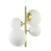 Hanglamp 4L brass met opaal bolglas