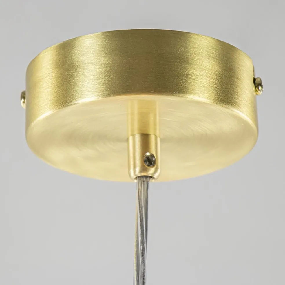 Hanglamp 4L brass met opaal bolglas