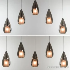 Hanglamp 5L druppel glas smoke