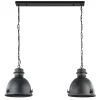 Hanglamp 2L industrieel zwart/grill
