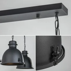 Hanglamp 2L industrieel zwart/grill