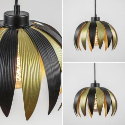Hanglamp leaves mat zwart met goud