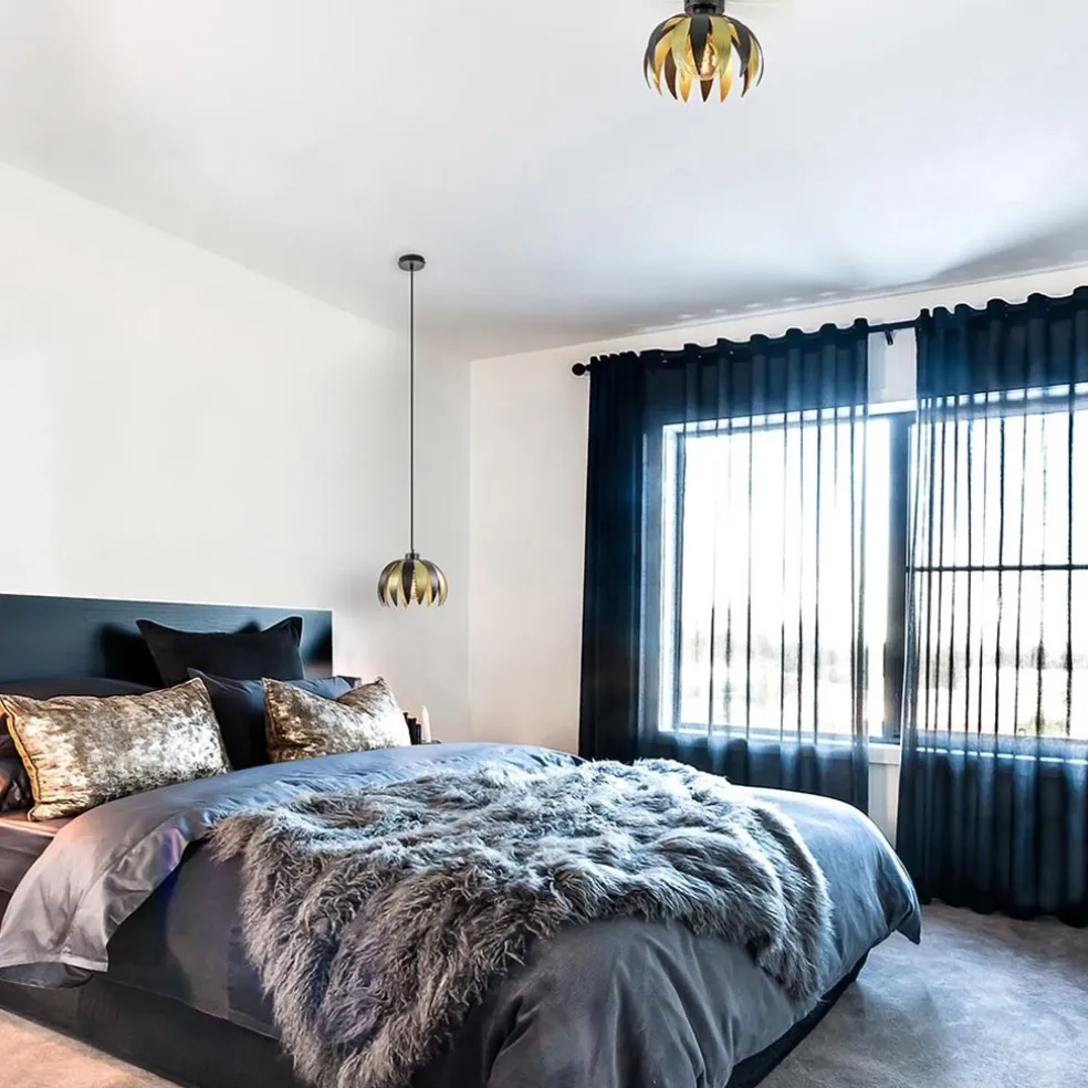 Hanglamp leaves mat zwart met goud