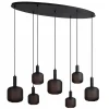 Hanglamp 7-lichts ovaal met mat zwart glas