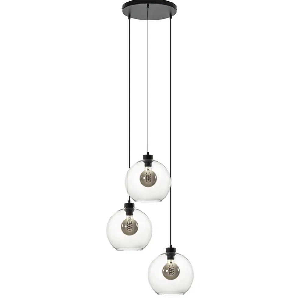 Hanglamp 3-lichts rond glas helder 25 cm