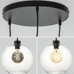 Hanglamp 3-lichts rond glas helder 25 cm