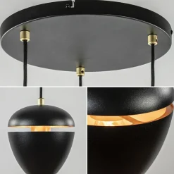 Hanglamp 3-lichts rond zwart/goud