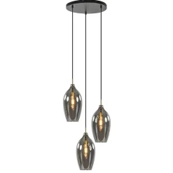 Hanglamp Lukaro 3-L antiek brons + smoke glas