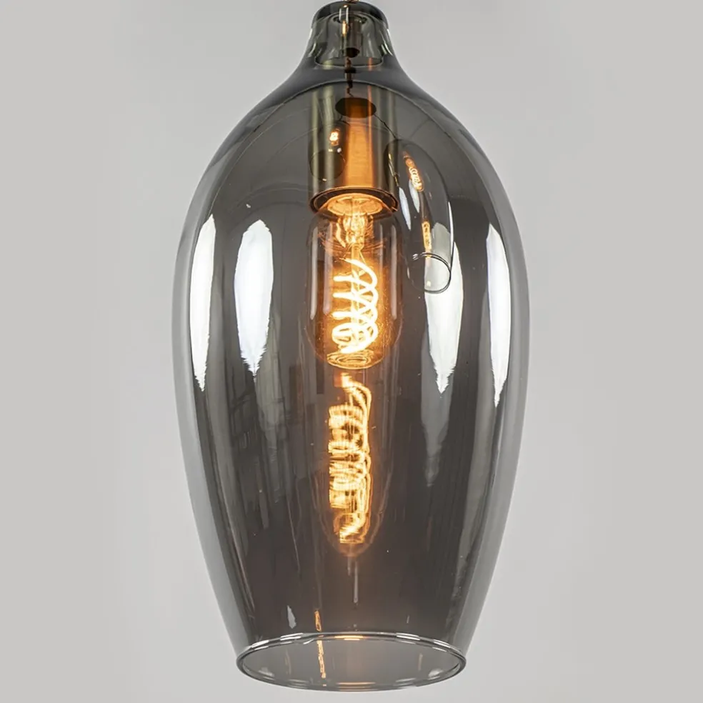 Hanglamp Lukaro 3-L antiek brons + smoke glas