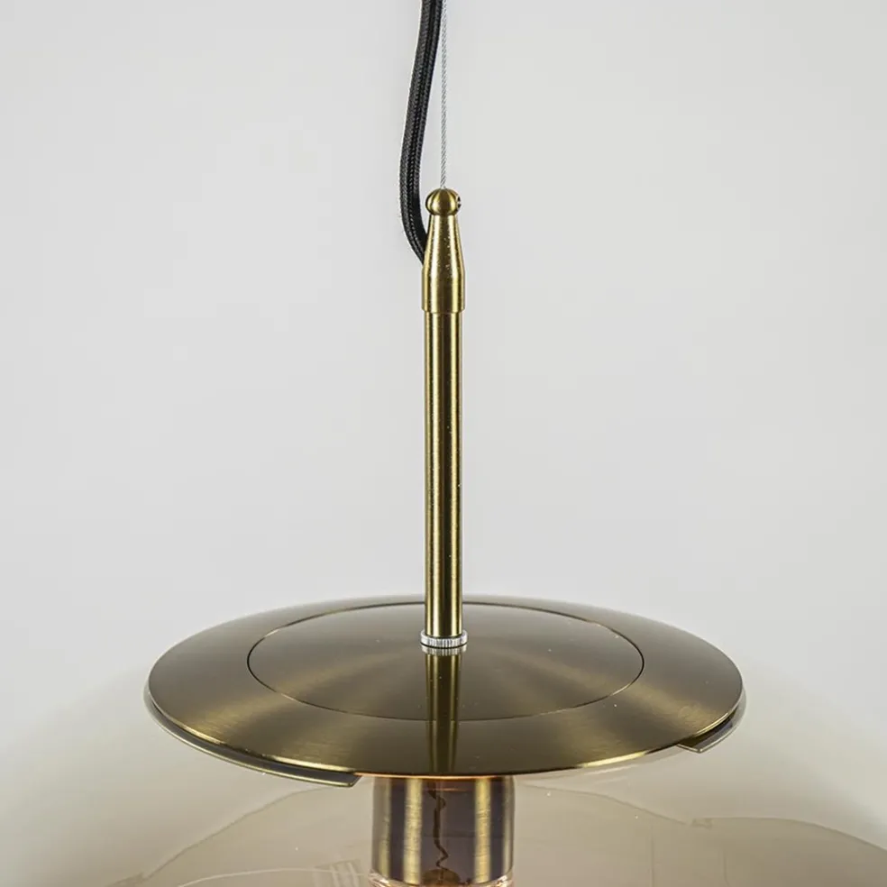 Hanglamp Medina 48cm messing + amber glas