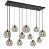 Hanglamp multipendel 11-L zwart smoke glas 20+25cm