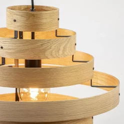Hanglamp Oaknut hout 7 ringen