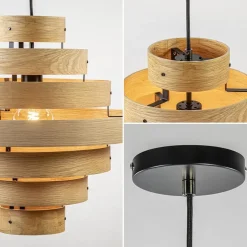 Hanglamp Oaknut hout 7 ringen