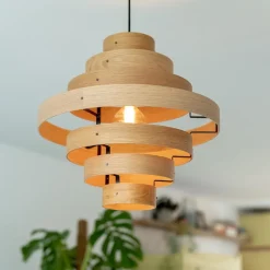 Hanglamp Oaknut hout 7 ringen