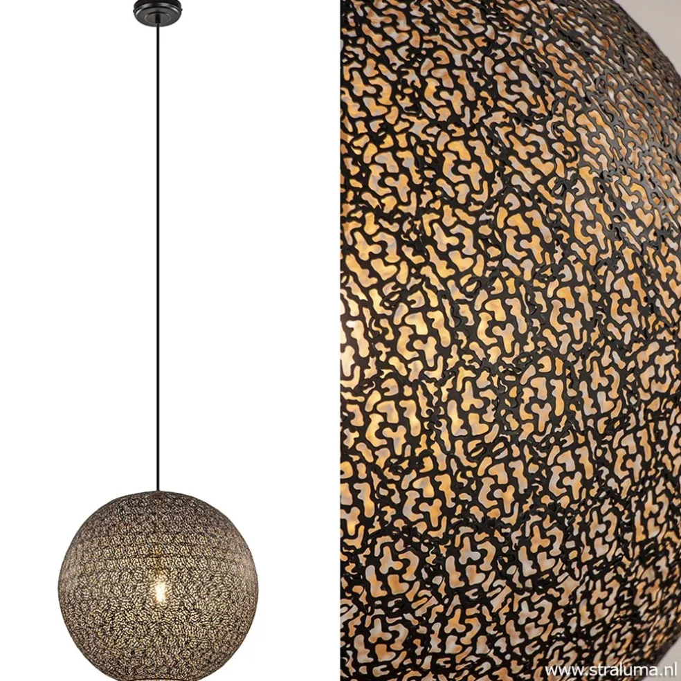Hanglamp Oronero bol zwart/goud 50cm
