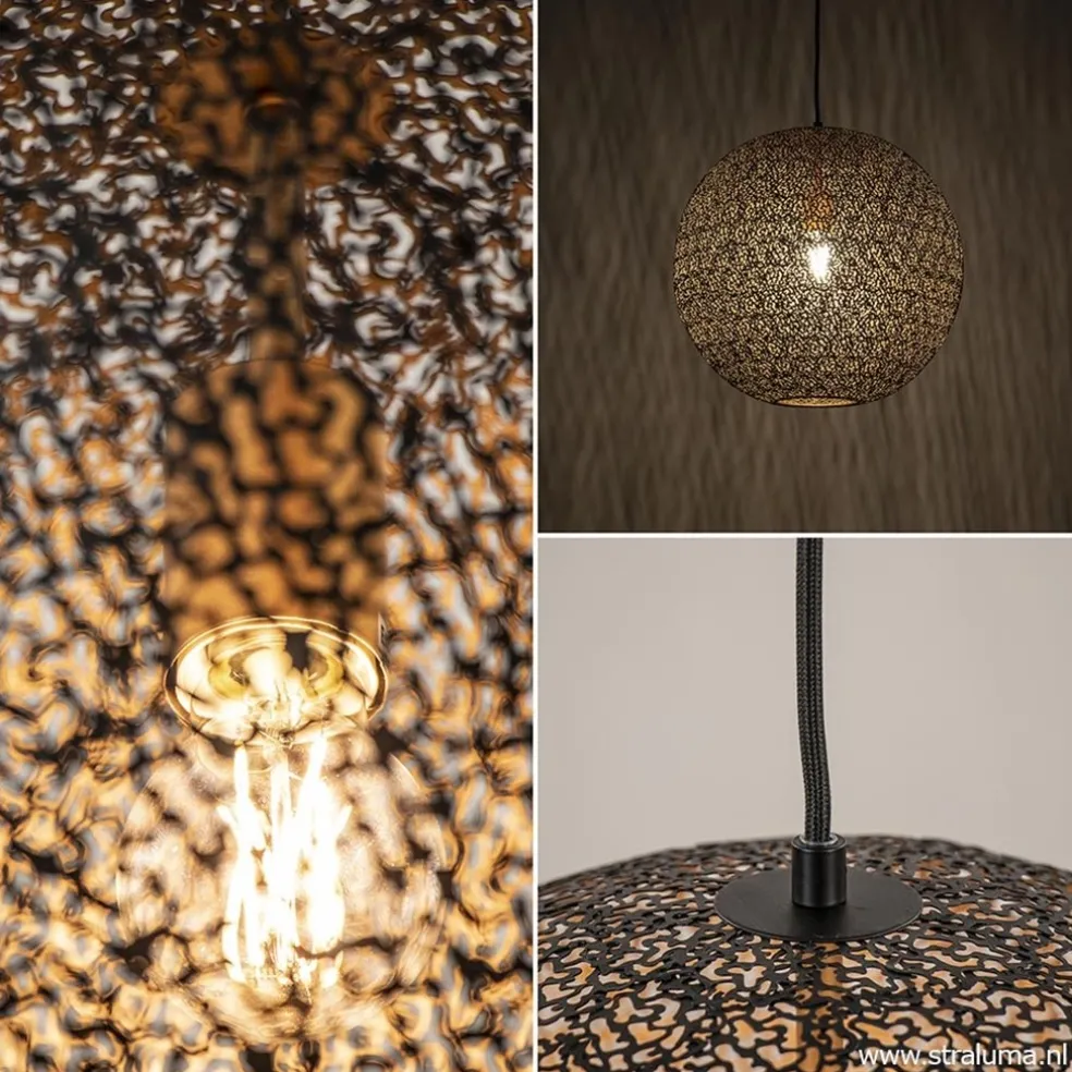 Hanglamp Oronero bol zwart/goud 40cm