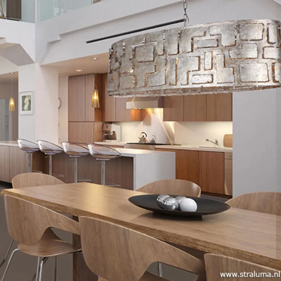 Hanglamp Pablo ovaal ambachtelijk zilver