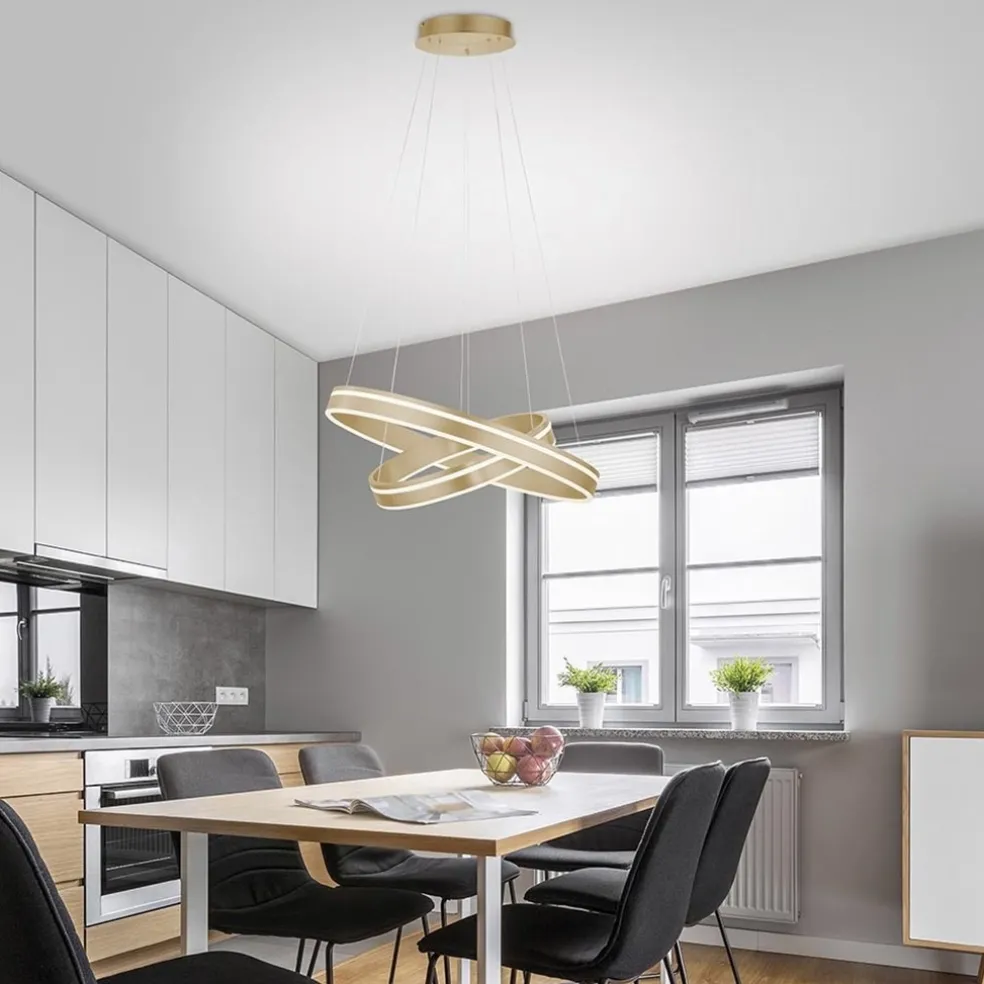 Hanglamp Q-Vito dubbele ring gold smart