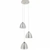 Hanglamp rond 3-lichts alu draad/glas