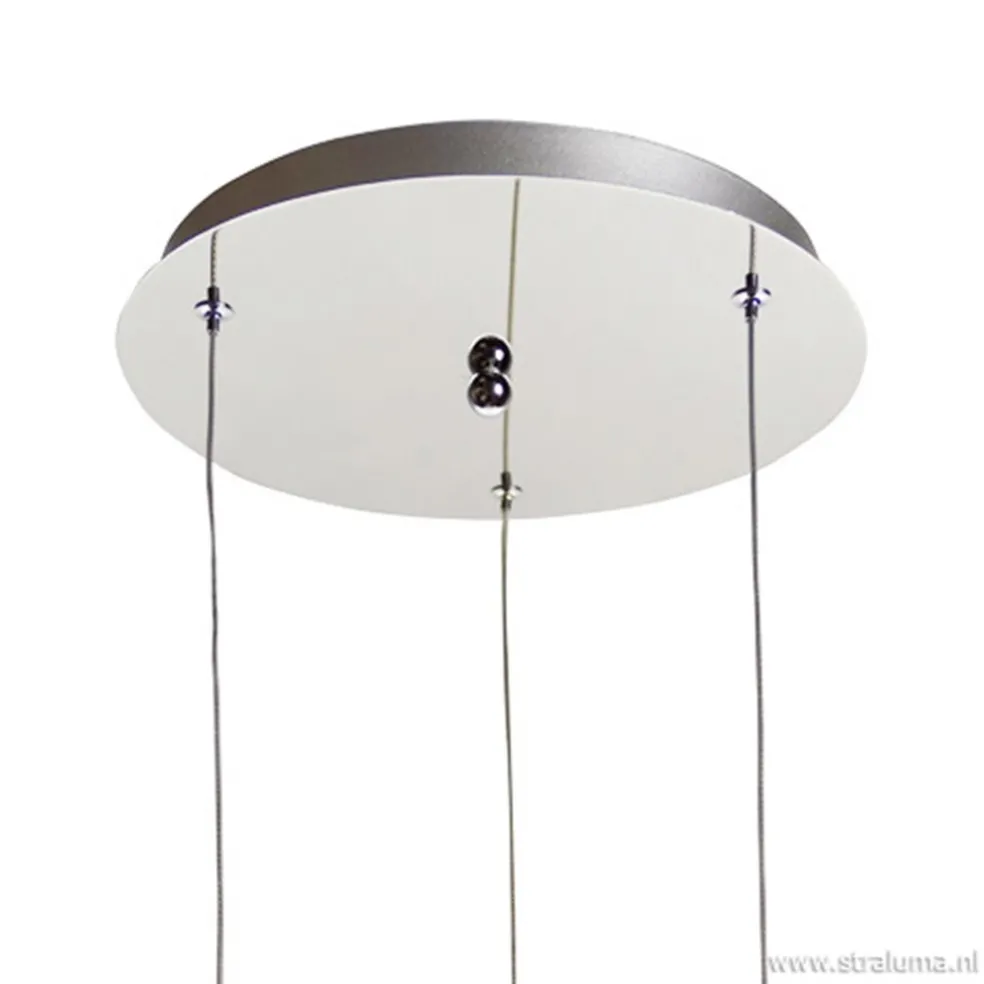 Hanglamp rond 3-lichts zwart draad/glas
