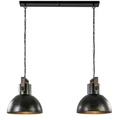 Hanglamp Shelly 2-lichts brons/hout