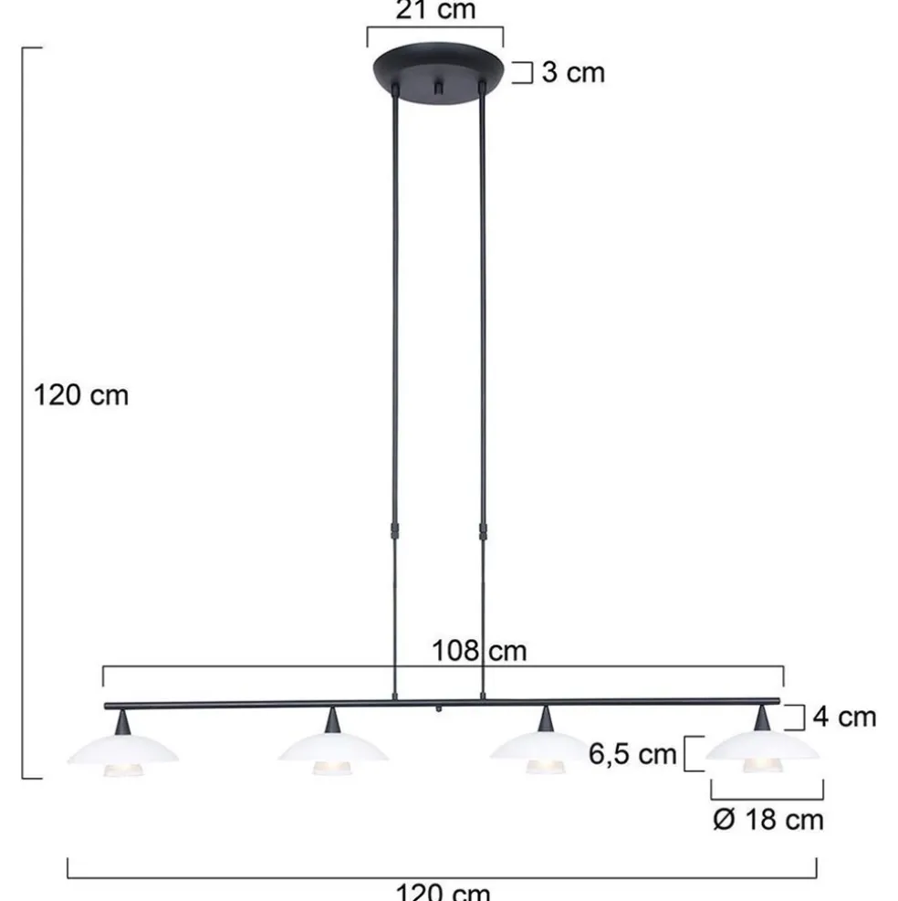 Hanglamp Sovereign 4l zwart met dimmer