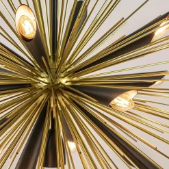 Hanglamp Springfield rond zwart/goud sprieten