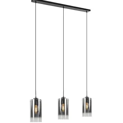 Hanglamp Ventotto 3l zwart/smoke glas