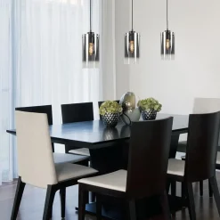 Hanglamp Ventotto 3l zwart/smoke glas