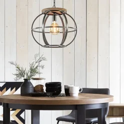 Hanglamp zwart industrieel open frame