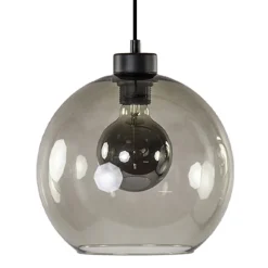 Hanglamp zwart met smoke glas 25cm