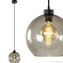 Hanglamp zwart met smoke glas 25cm
