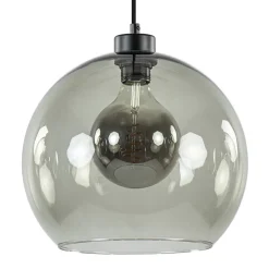 Hanglamp zwart met smoke glas 30cm