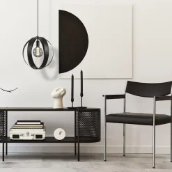 Hanglamp zwart metalen ringen 40 cm