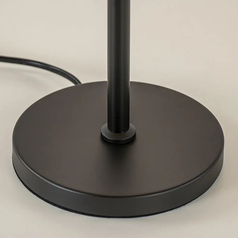 Hoge tafellamp zwart met wit glazen kap