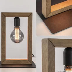 Houten tafellamp frame met zwart
