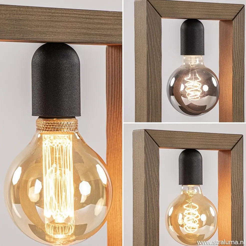 Houten tafellamp frame met zwart