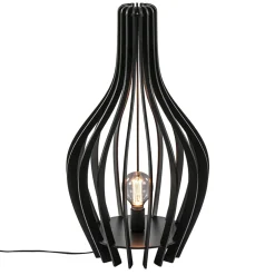 Houten tafel/vloerlamp mat zwart