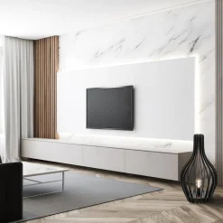 Houten tafel/vloerlamp mat zwart