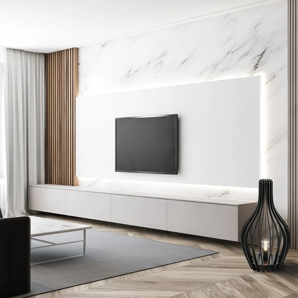 Houten tafel/vloerlamp mat zwart