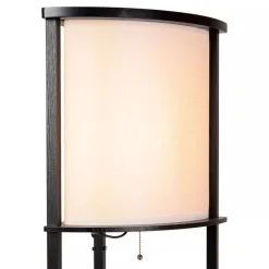 Houten vloerlamp zwart met beige kap