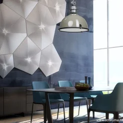 Industriele hanglamp olijf metaal Bikkel