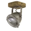 Industriele wand/plafondspot hout metaal