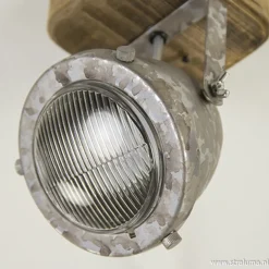 Industriele wand/plafondspot hout metaal