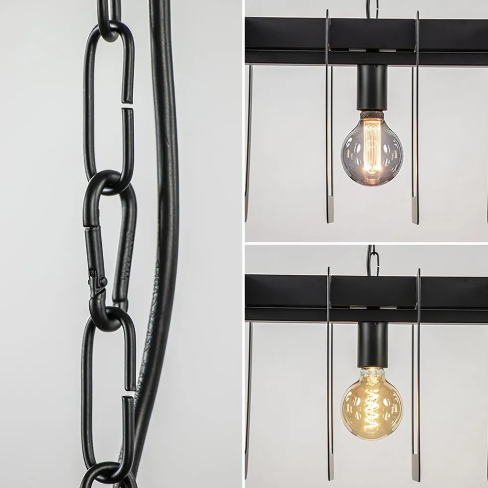 Industriële hanglamp squares mat zwart metaal