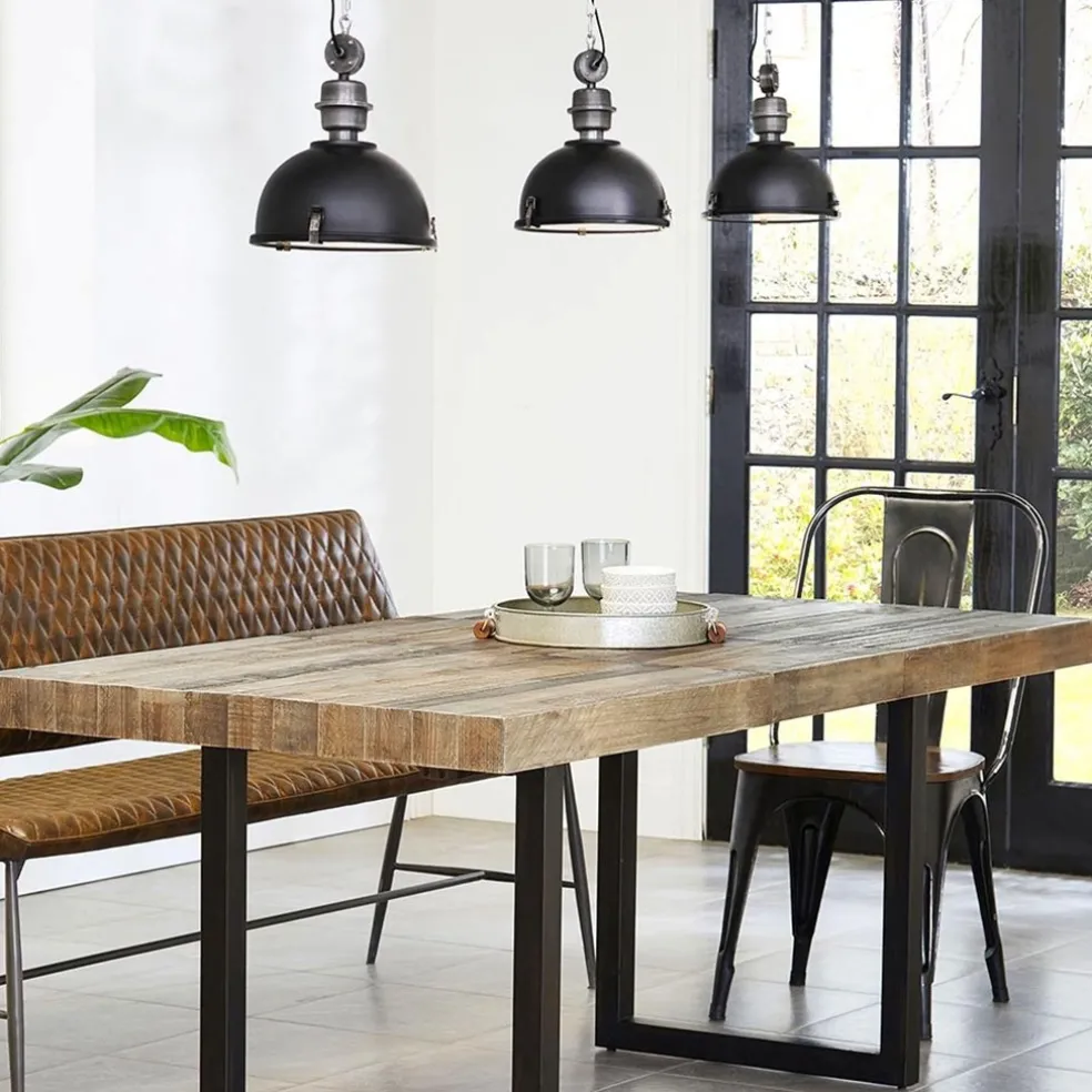 Industriële 3-lichts hanglamp bikkel mat zwart