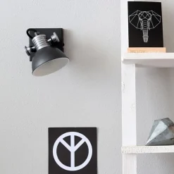Industriële plafond/wandspot zwart inclusief LED